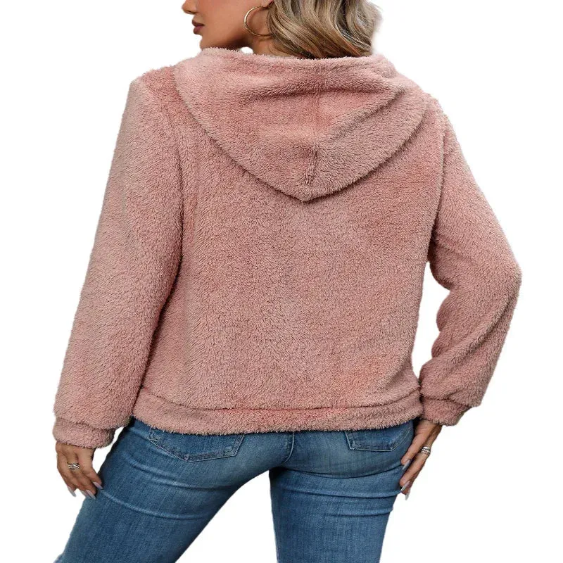 Fashion Tops Women's Double-Sided Velvet Solid Color Hoodies