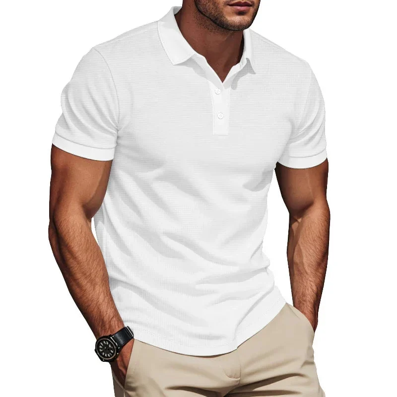 Men's Lapel Color Matching Short Sleeve Polo Shirt Plus Size
