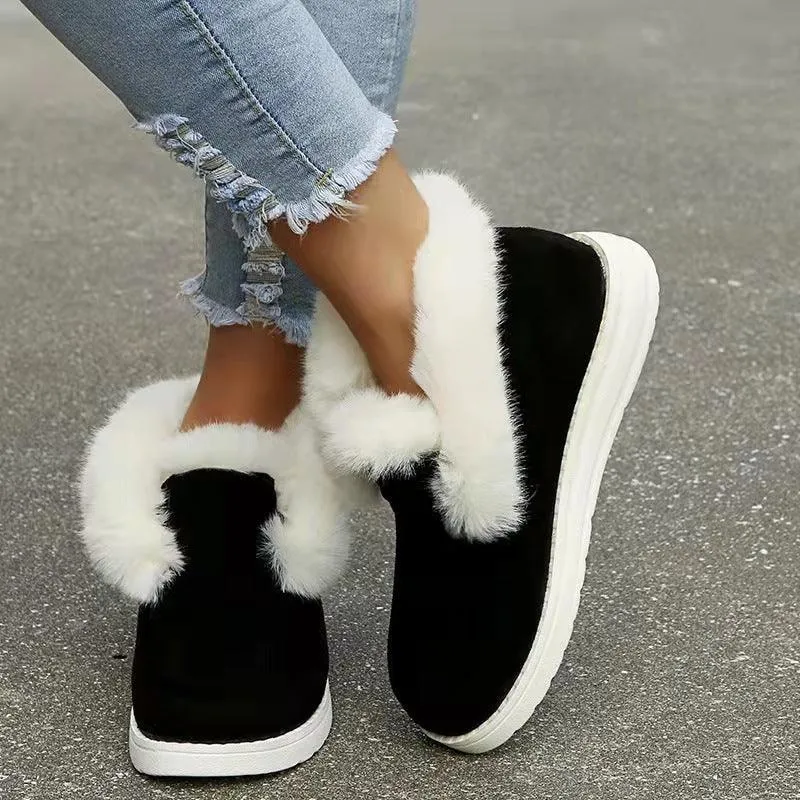 Snow Warm Winter Shoes Plush Fur Ankle Boots For Women