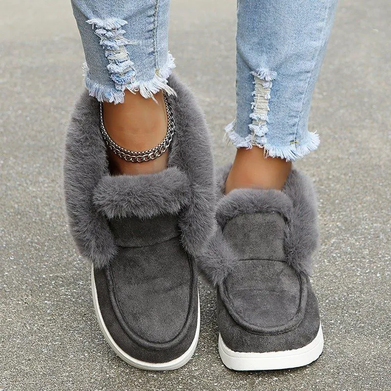 Snow Warm Winter Shoes Plush Fur Ankle Boots For Women