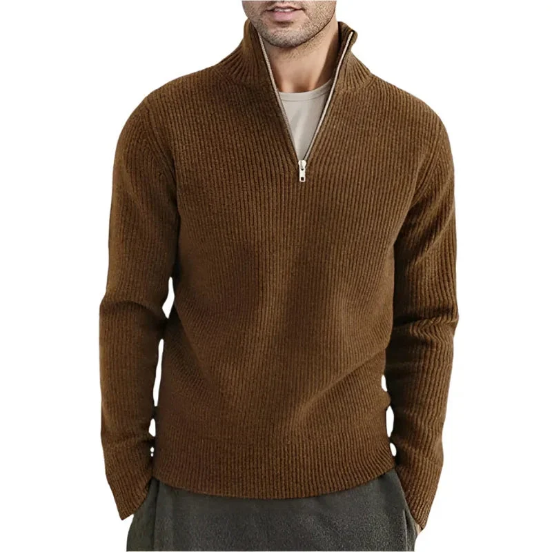 Men's Thickened Warm Zip Collar Sweater