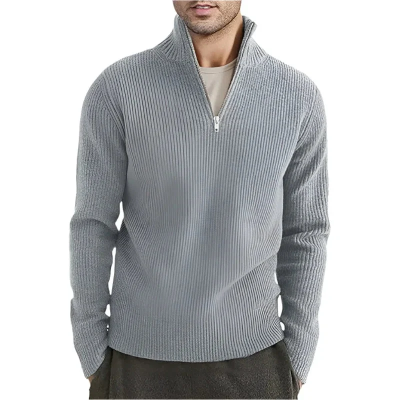 Men's Thickened Warm Zip Collar Sweater