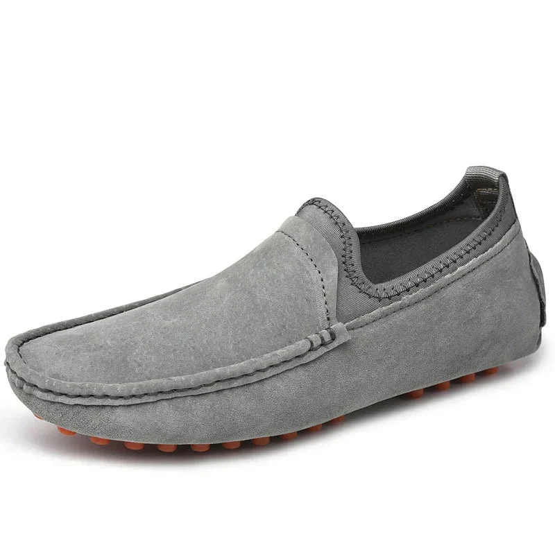 Casual Shoes Men Summer Moccasins Slip On Breathable Plus-Size Genuine-Leather Loafers