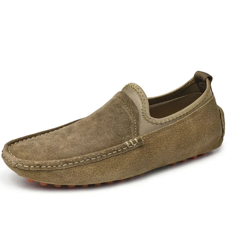 Casual Shoes Men Summer Moccasins Slip On Breathable Plus-Size Genuine-Leather Loafers
