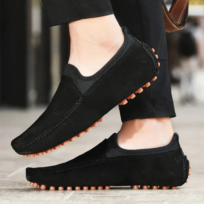 Casual Shoes Men Summer Moccasins Slip On Breathable Plus-Size Genuine-Leather Loafers