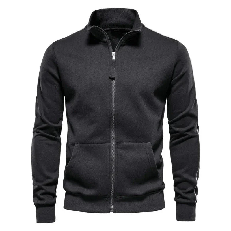 Men's Stand Collar Long-Sleeve Zipper Sweatshirt Sweaters