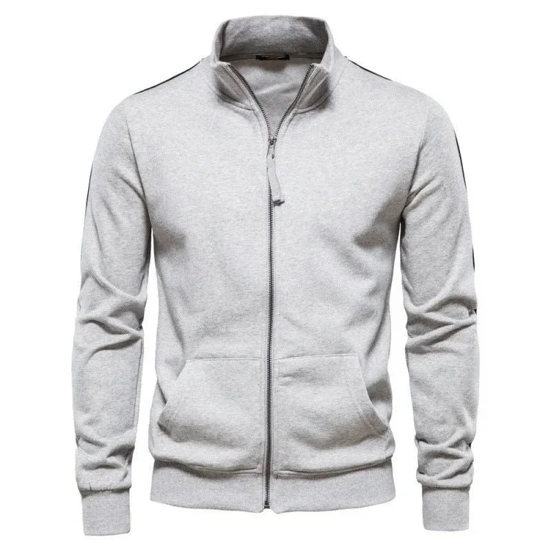 Men's Stand Collar Long-Sleeve Zipper Sweatshirt Sweaters