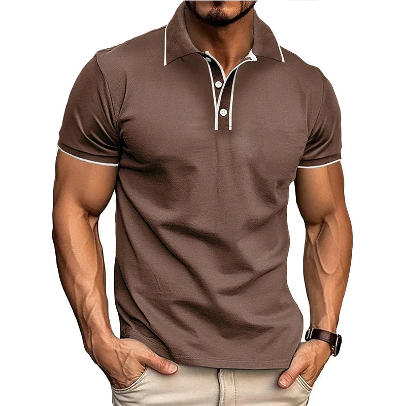 European And American Style Men's Clothing Short Sleeve Lapel Jacquard Shirt