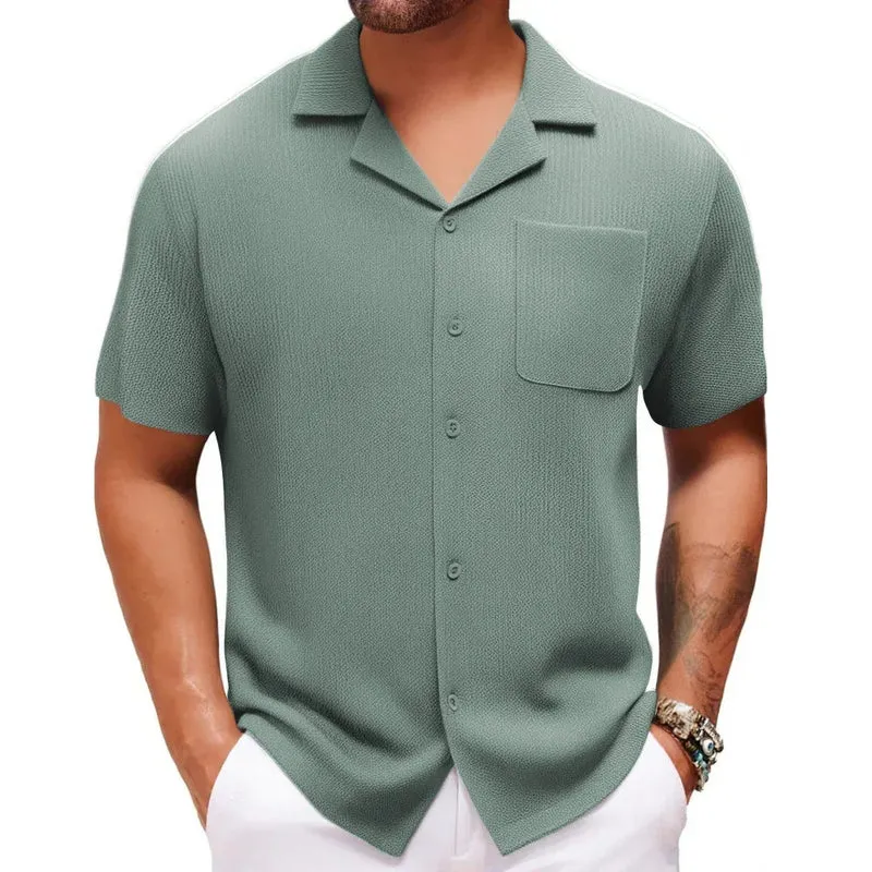 Men's Cuban Collar Short Sleeve Shirt Summer Vacation Style