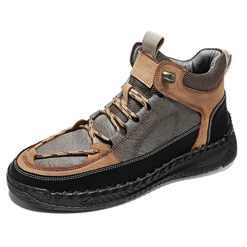 High-End Leather Shoes Versatile High-Top Martin Boots For Men