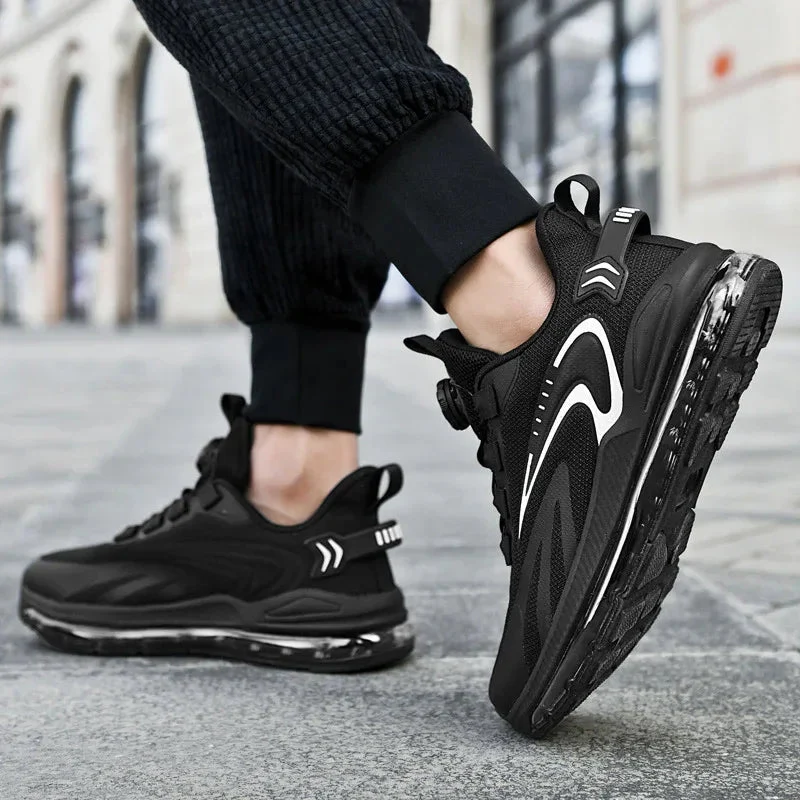 Rotating Buckle Full Woven Air Cushion Sneaker Running Shoes