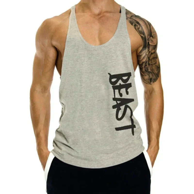 Gym Loose Leisure Muscle Sports Vest Men's I-Shaped Tank Top Breathable Sleeveless T-Shirt