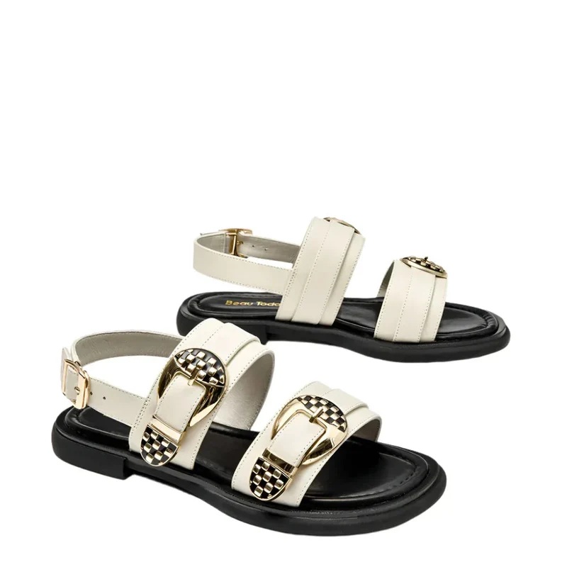 Summer Women's Shoes Flat Leather Roman Sandals