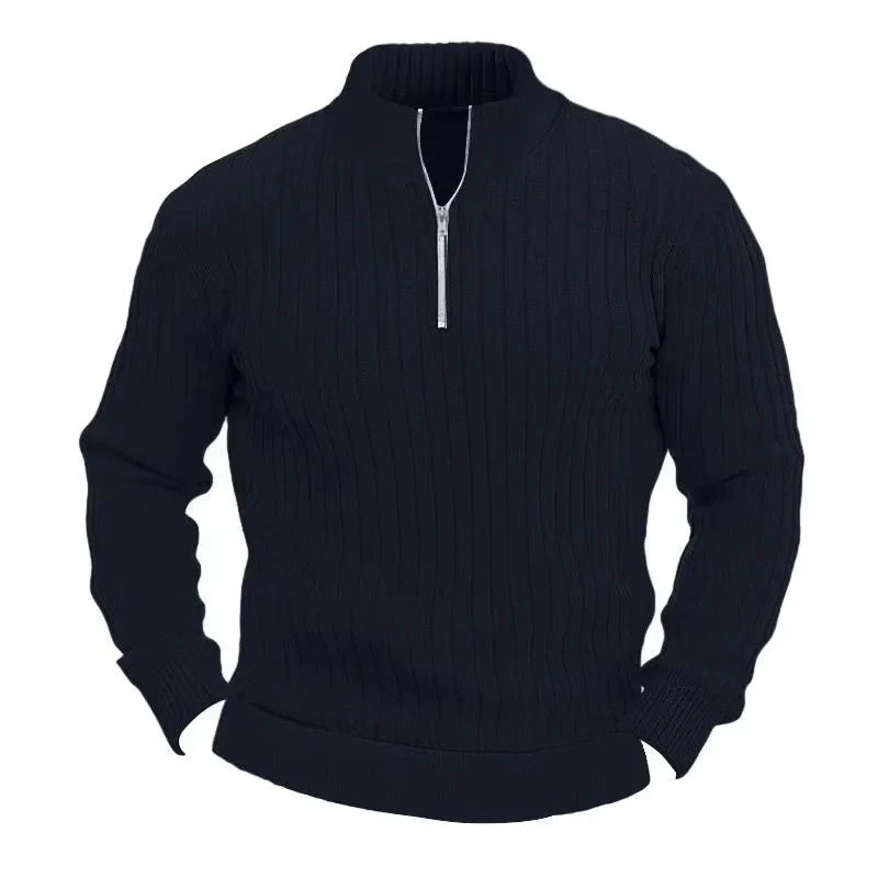 Leisure Pullover Solid Color Stand Collar Long Sleeve Men's Sweaters