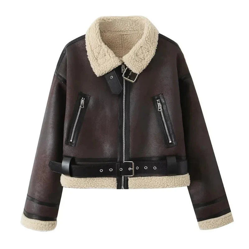 Fur Integrated Lapel Thickening Warm Double-Sided Casual Women's Jackets