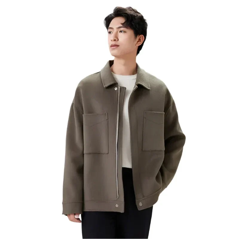 Double-Faced Men's Woolen Loose Fit Cashmere Jacket