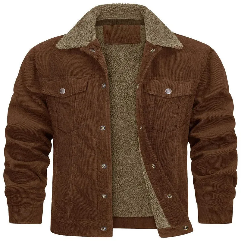 Men's Polyester Double Chest Pockets Winter Jacket
