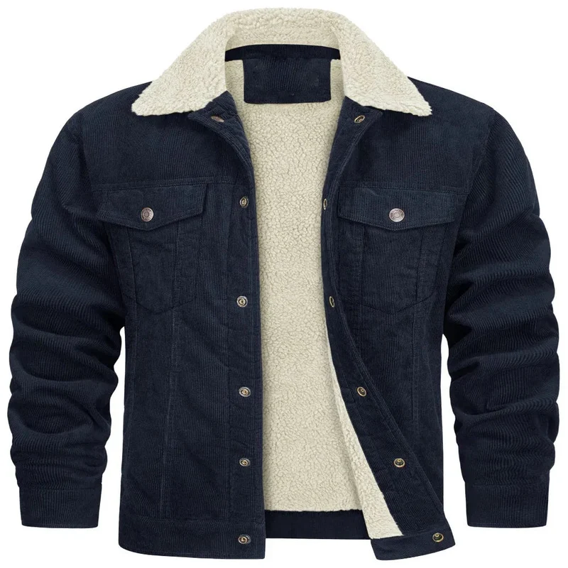 Men's Polyester Double Chest Pockets Winter Jacket