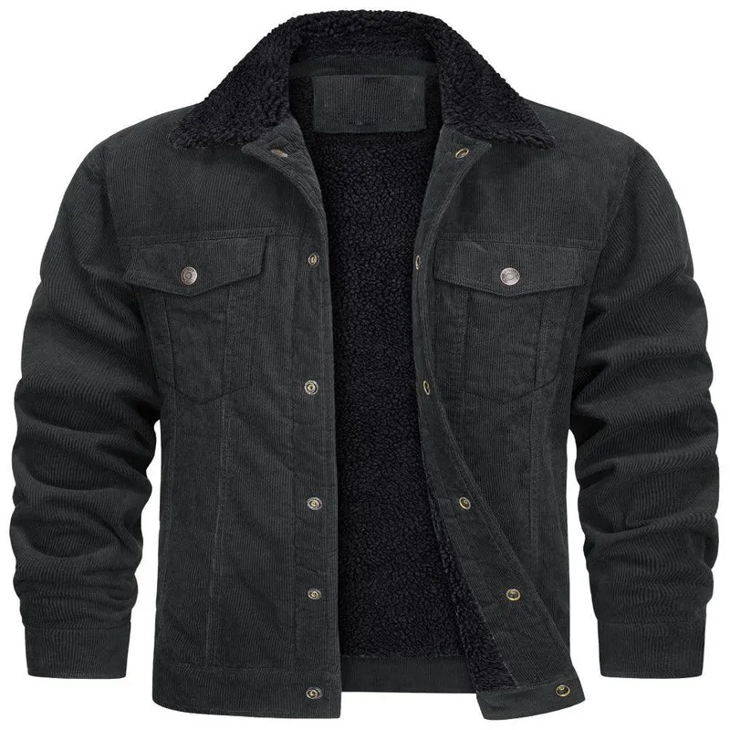 Men's Polyester Double Chest Pockets Winter Jacket