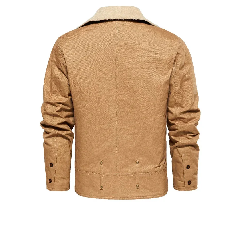 Thickened Work Jacket With Multiple Pockets Autumn & Winter Warm Outerwear For Men
