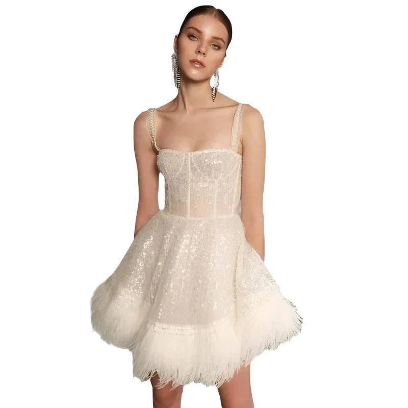 Autumn Chest Suspender Feather Dress