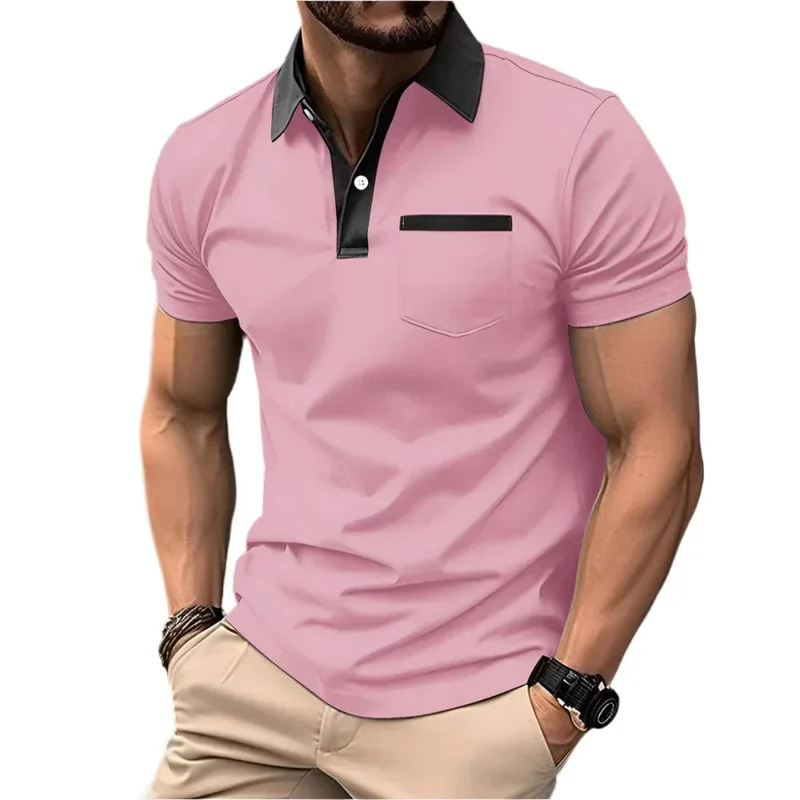 Fashionable Slim Pocket Short-Sleeved T-Shirt Polo Shirt Men Clothing