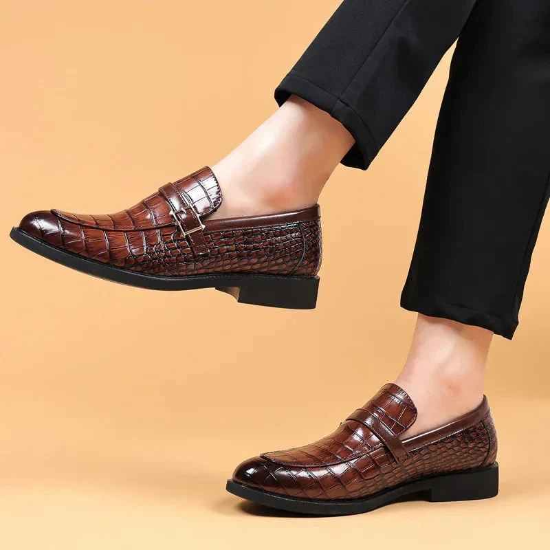 Men's Crocodile Pattern Formal Business Artificial Leather Shoes