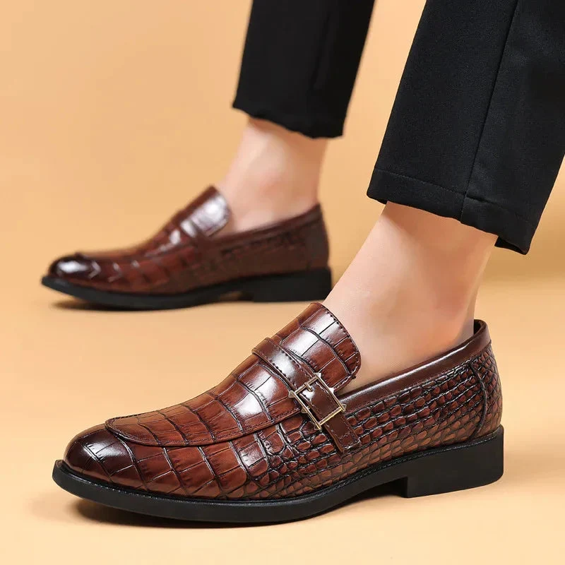 Men's Crocodile Pattern Formal Business Artificial Leather Shoes