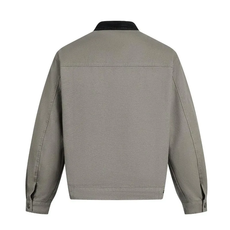 Men's Washed Corduroy Collar Stitching Workwear Jacket