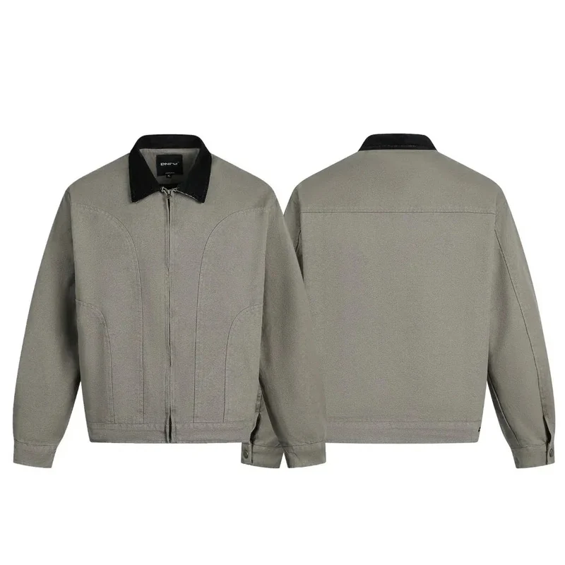 Men's Washed Corduroy Collar Stitching Workwear Jacket