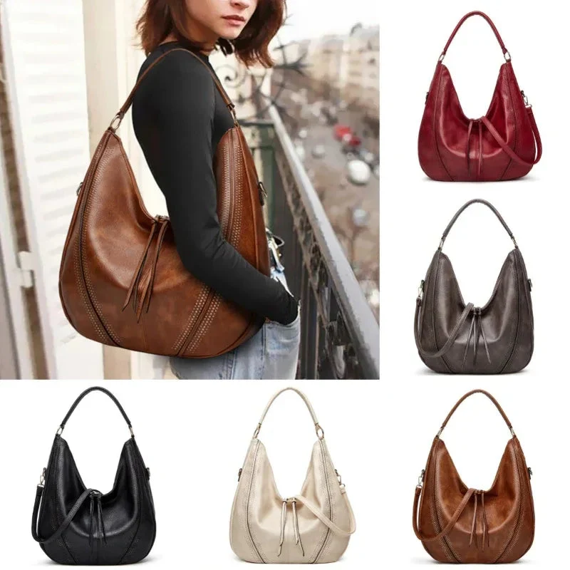 Trendy Retro Large Capacity Tote Shoulder Bag Tassel Hollow One-Shoulder Bag Women's Handbag