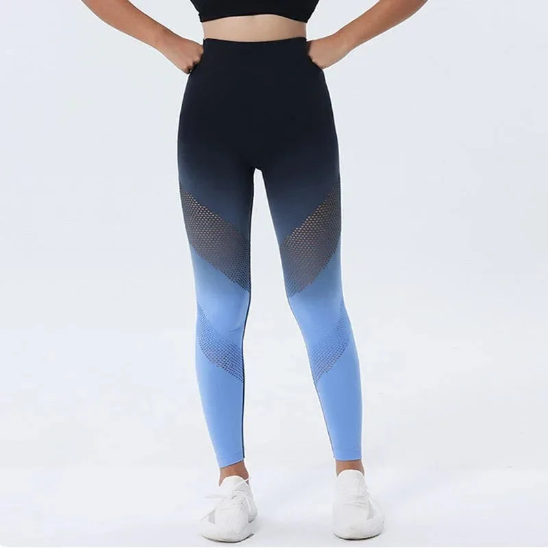 Gradient Printed Yoga Pants Seamless High Waist Hip Lifting Fitness Leggings For Women Quick Drying Tights