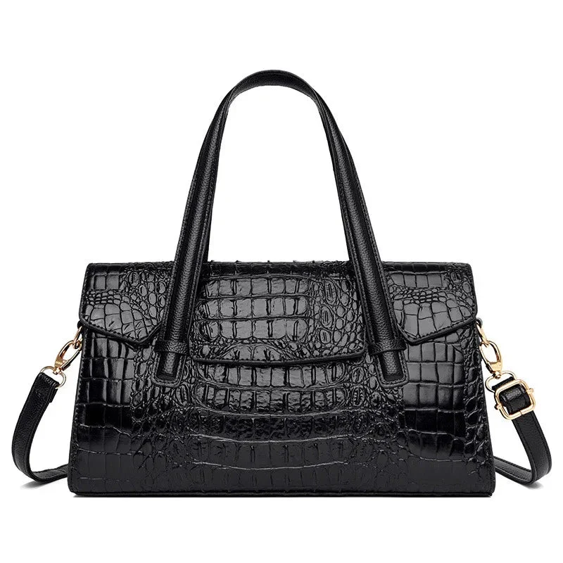 Soft Leather Fashionable Handbag With Large Capacity & Shoulder Strap