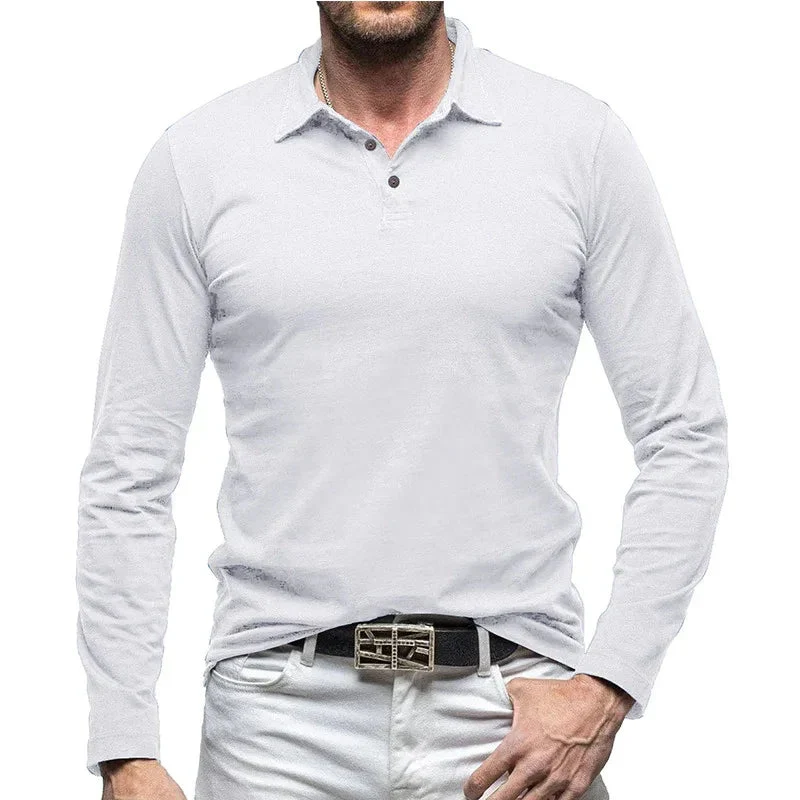 Retro Polo Shirt With Long Sleeves For Men