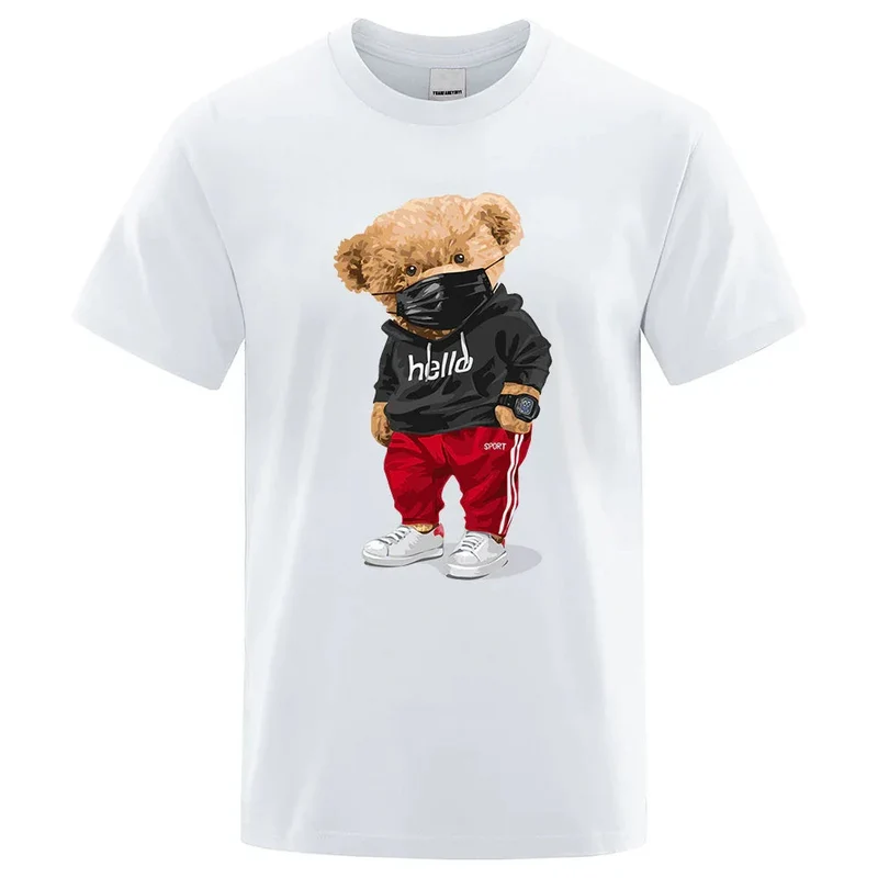 Printed Masked Bear Short-sleeve T-Shirt For Men