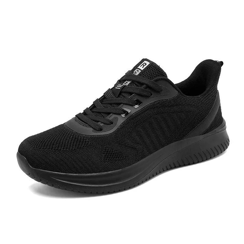 Men's Black Shoes Mesh Fly-Knit Sneakers Fitness Gym Running Shoes
