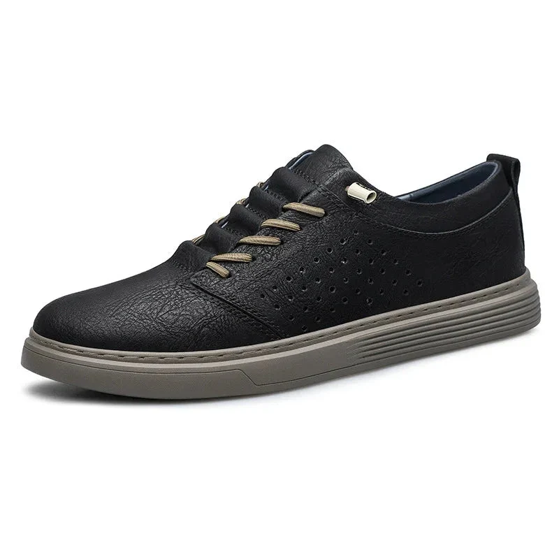 Hollow-Out Breathable Shoes Casual Spring And Summer Low-Top Cowhide Surface Fashion Sneakers