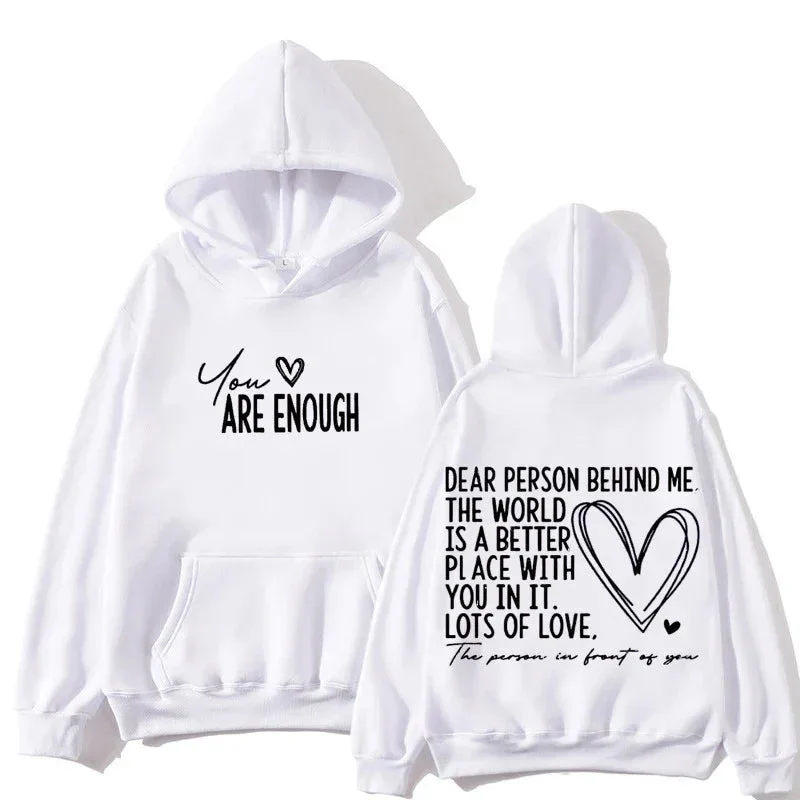 YOU ARE ENOUGH Inspirational Quote Women's Lettered Casual Hoodie