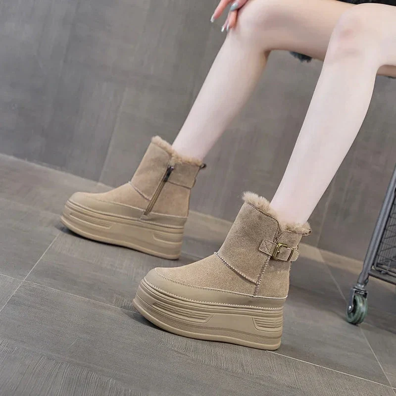 Thick-Soled Height Increasing Shoes Cold-Proof And Fur-Lined Leisure Warm Women's Boots
