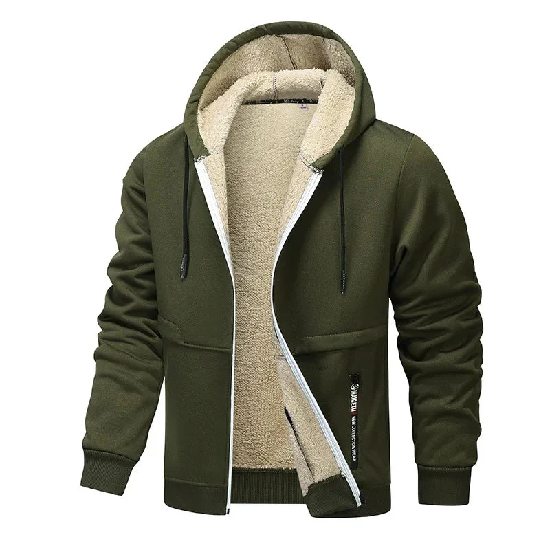 Winter Fleece Sweatshirt Casual Thick Warm Sherpa Lined Hoodie