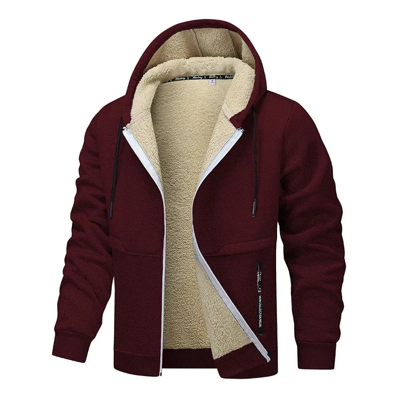 Winter Fleece Sweatshirt Casual Thick Warm Sherpa Lined Hoodie