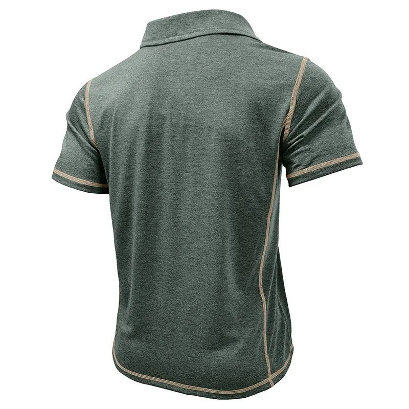 Short-Sleeved Lapel T-Shirt With Chest Pocket