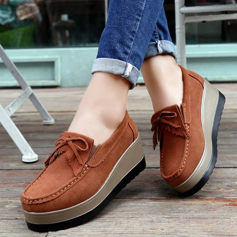Tassel Bow Design Fashion Thick Bottom Slip On Shoes For Women