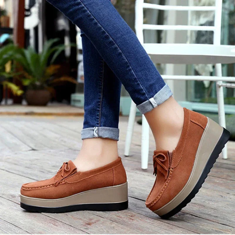 Tassel Bow Design Fashion Thick Bottom Slip On Shoes For Women