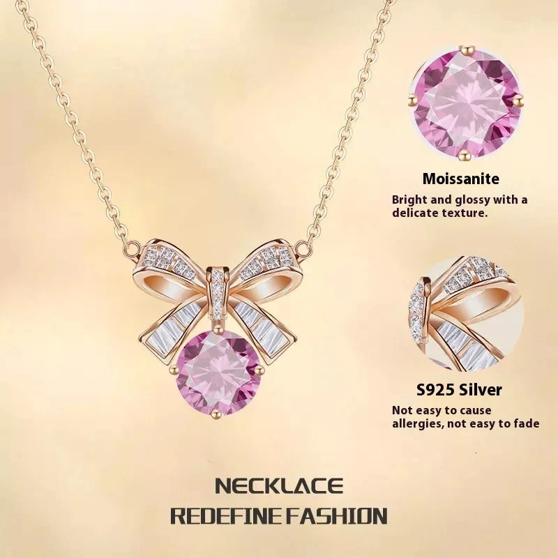Lucky Bow Sterling Silver Necklace For Women