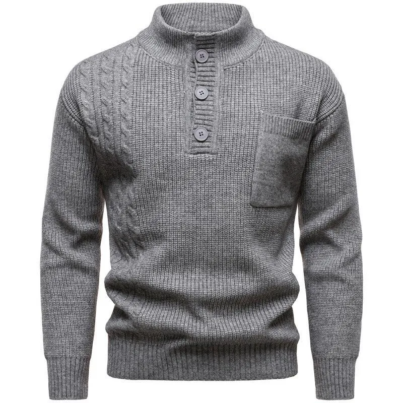 Men's Fashion British Henry Stand Collar Sweater