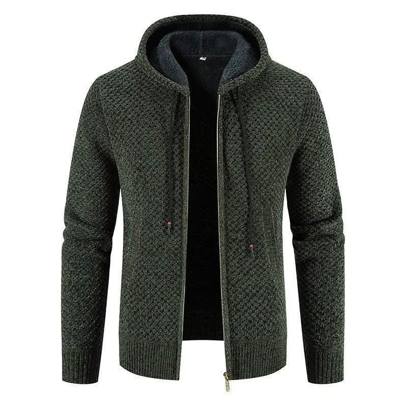 Knitwear Men's Hooded Sweater Fleece-Lined Velvet-Padded Hoodie