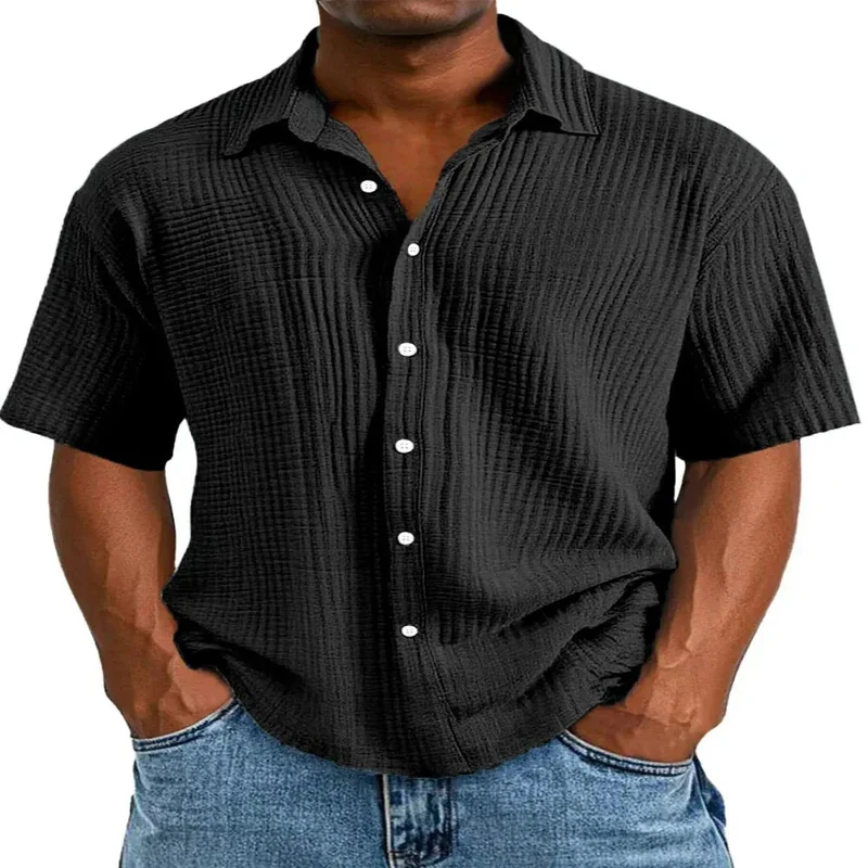 Spring And Summer Men's Short-Sleeve Lapel Shirt