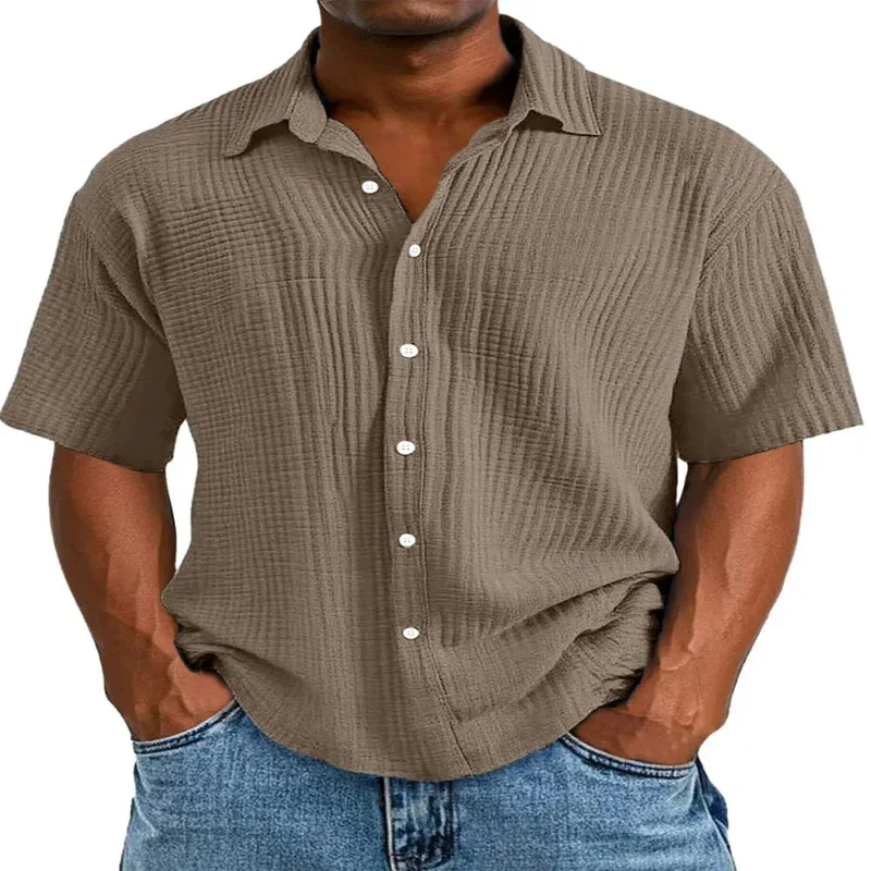 Spring And Summer Men's Short-Sleeve Lapel Shirt
