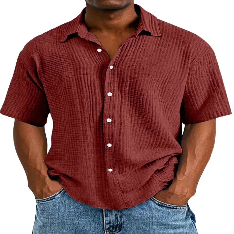 Spring And Summer Men's Short-Sleeve Lapel Shirt